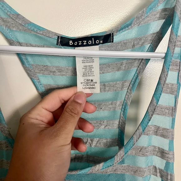 Light blue/turquoise and gray tank top - juniors size large - Picture 2 of 3